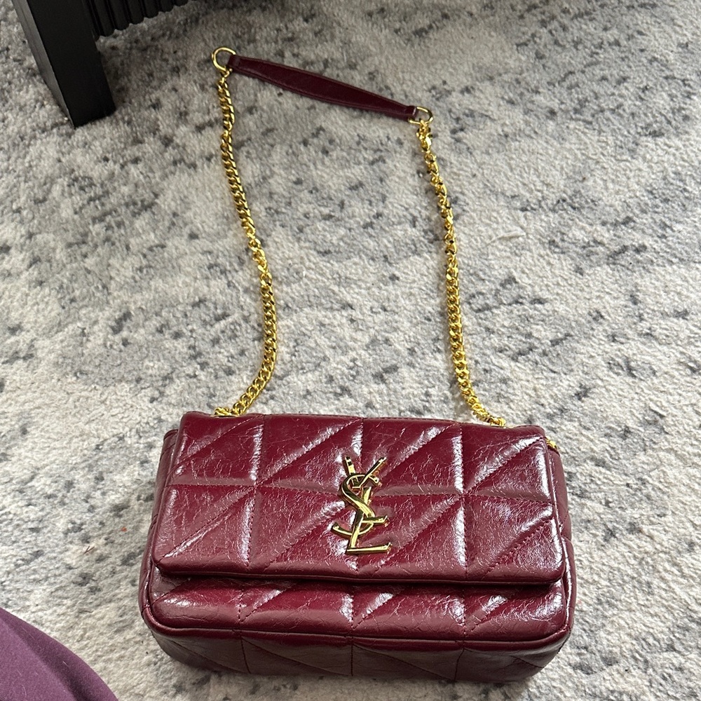 Yves Saint Laurent inspired Deep Red burgundy Quilted Shoulder Bag